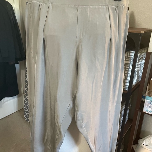 ATM 100% silk gray joggers with blue stripes. Flat front elastic back and hem. - Picture 7 of 15